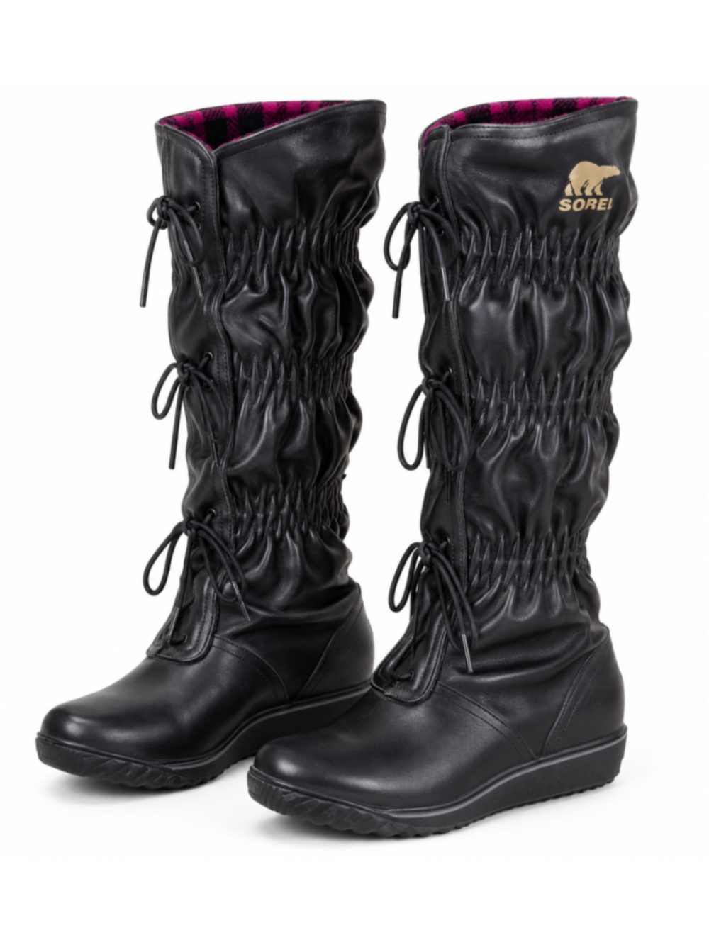 SOREL Firenzy Boots Womens 7.5 Black Leather Knee High NIB NL1583-010 Rare